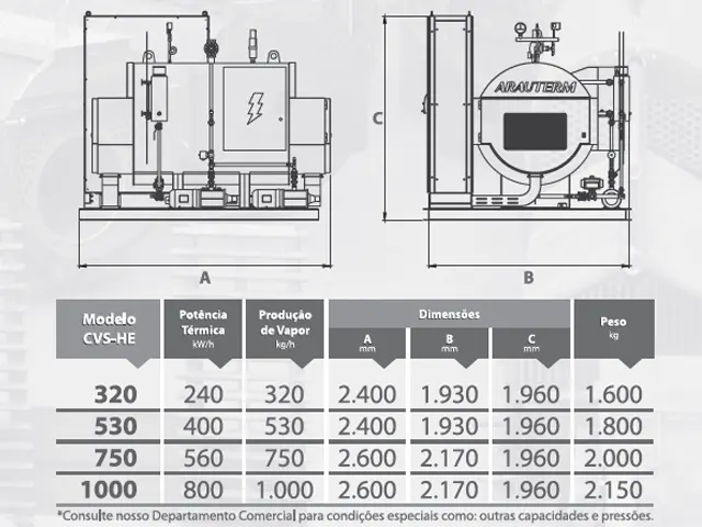 Caldeira de Vapor Saturado Horizontal Elétrica CVS-HE 560 Kg/h