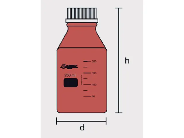 Frasco Reagente com Rosca Âmbar, Tampa e Anel Antigota Azul 250 ml Laborglas