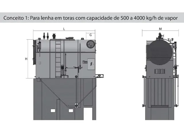 Caldeira de Vapor Saturado Integrada a Lenha 1.500 a 1.650 Kg/h