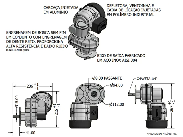 Motoredutor Varivelox VXRSVX4P Monofásico 220/254V