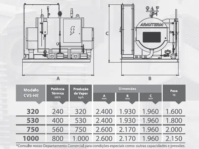 Caldeira de Vapor Saturado Horizontal Elétrica CVS-HE320 240 Kg/h