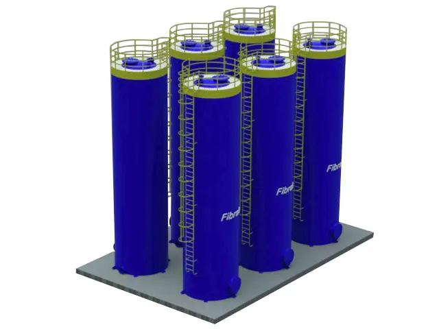 Tanque Industrial Vertical Alta Capacidade para Produtos Sólidos em Fibra de Vidro PRFV