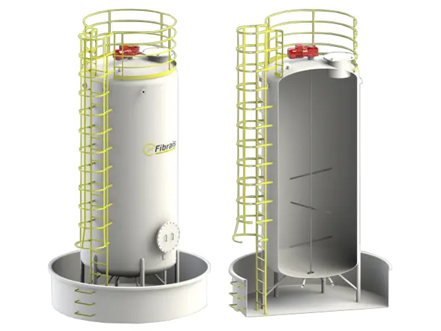 Tanque Industrial com Dique de Contenção em Fibra de Vidro PRFV