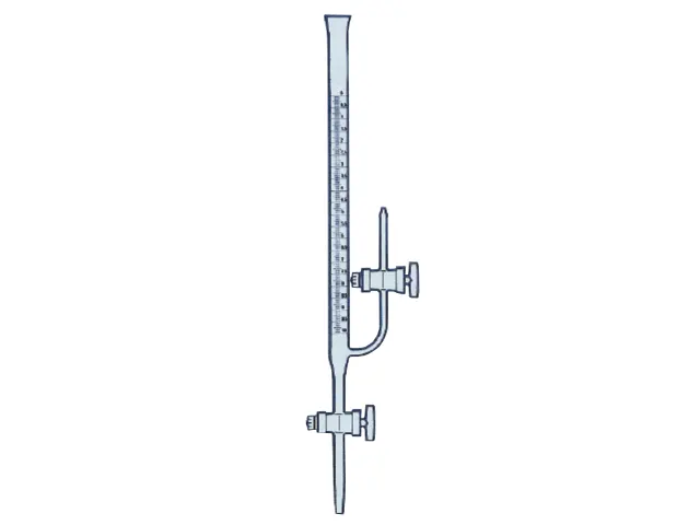 Bureta Faixa Azul Graduada Saída Lateral com Torneira Rosca de Vidro 5 ml DiogoLab