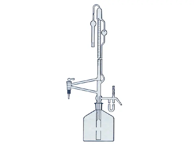 Bureta Automática Faixa Azul com Tubos U Secagem para Cloreto de Cálcio 10ml DiogoLab