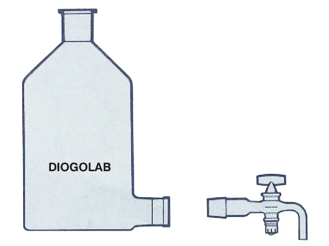 Frasco Mariotte Branco Saída com Junta Esmerilhada Intercambiável e Torneira 250 ml DiogoLab