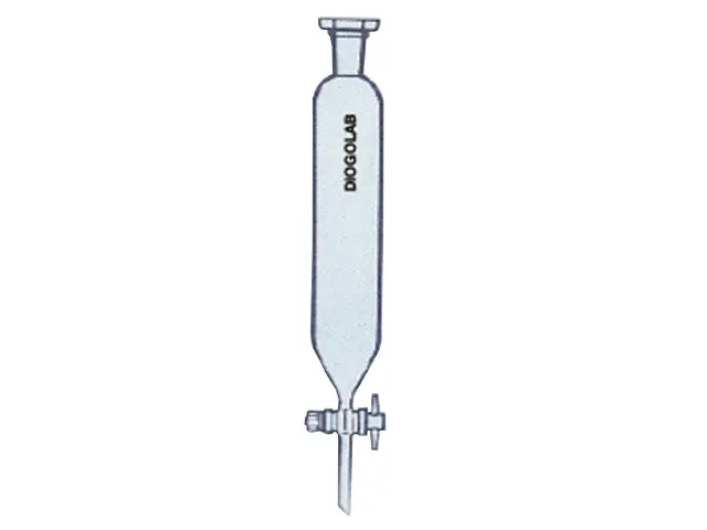 Funil Separação Forma Cilíndrica sem Graduação Torneira Teflon e Rolha Vidro 60ml DiogoLab