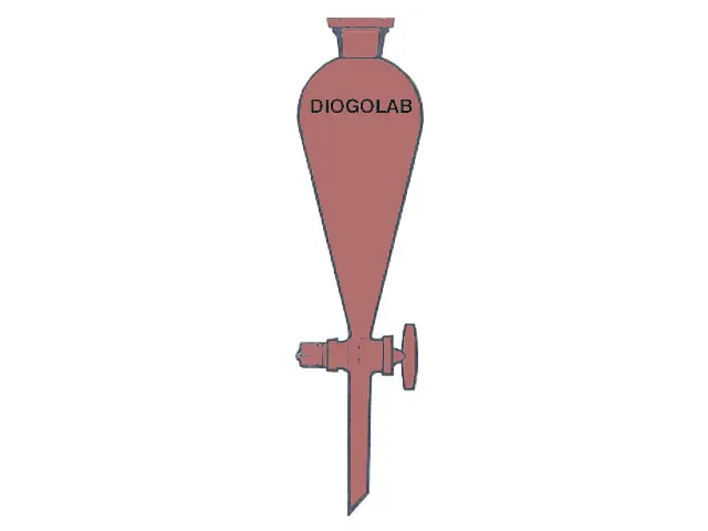 Funil de Separação Âmbar Forma de Pêra Tipo Squibb Torneira e Rolha Vidro 1.000ml DiogoLab