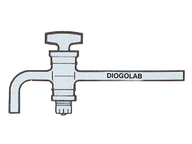 Torneira Curva Vidro para Alto Vácuo Rosca 8x2 mm DiogoLab