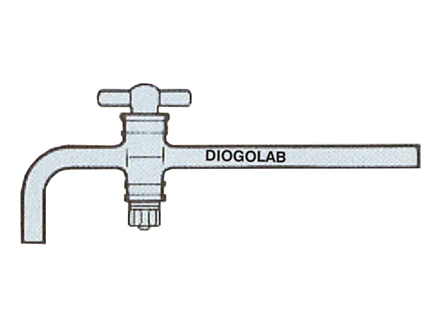 Torneira Curva Teflon para Alto Vácuo Rosca 10x6 mm DiogoLab