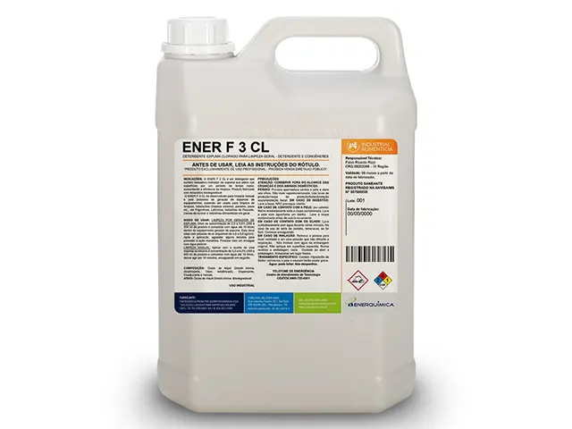 Detergente Espuma Clorado Concentrado para Limpeza Geral Ener F 3 Cl 1L