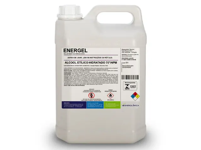 Álcool Gel 70° INPM Antisséptico ENERGEL 50L