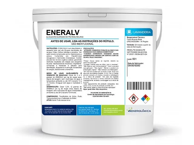 Alvejante Clorado em Pó para Roupas ENERALV Lavanderia 1Kg