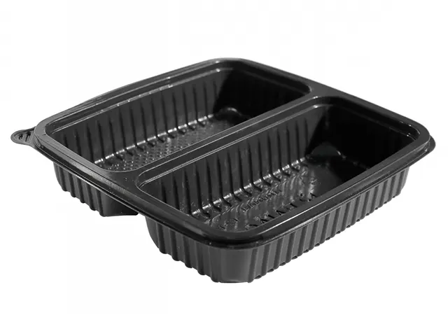 Bandeja Selável PP Preta com Divisões 1.100 ml 22x22x4.5 cm - 300 Unidades